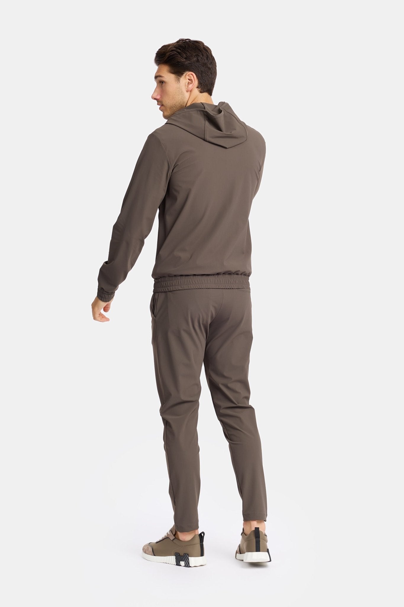 Manteau technique à capuche marron moka Manteau technique à capuche marron moka