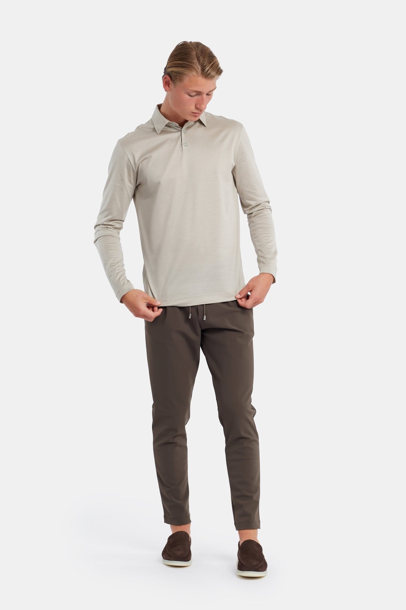 Polo à manches longues beige grès Polo à manches longues beige grès